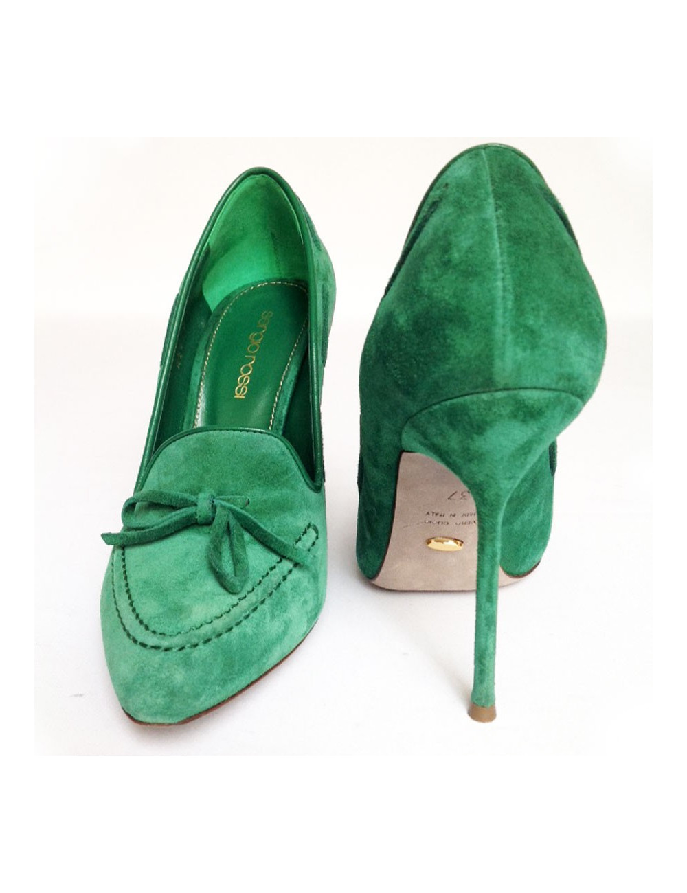 Escarpins en daim vert SERGIO ROSSI Taille 37