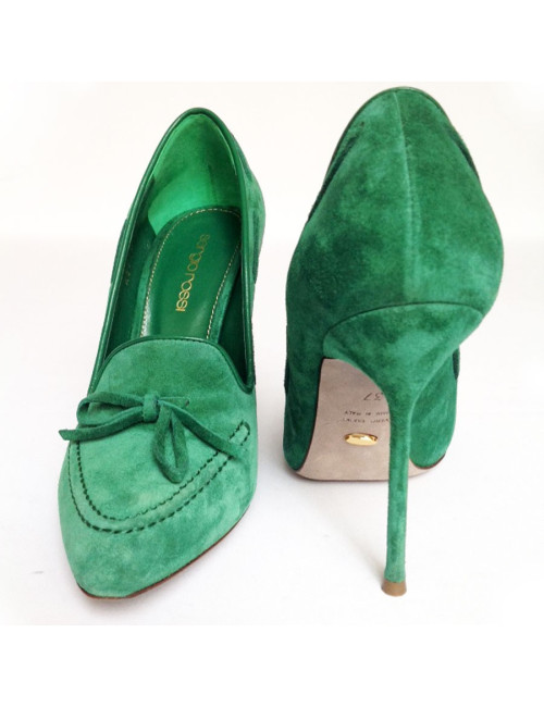 Escarpins en daim vert SERGIO ROSSI Taille 37