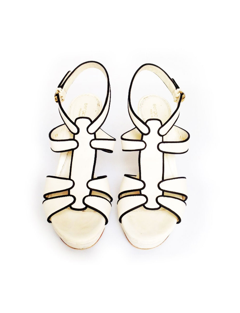 Sandales hautes SERGIO ROSSI blanche et noir