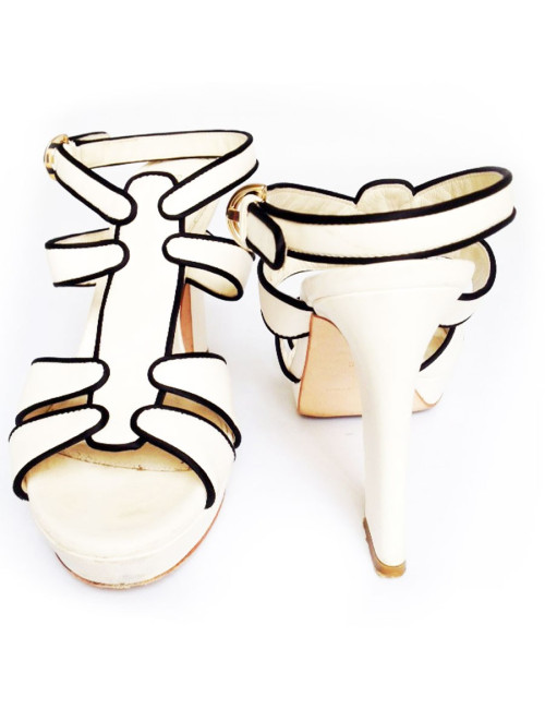 Sandales hautes SERGIO ROSSI blanche et noir