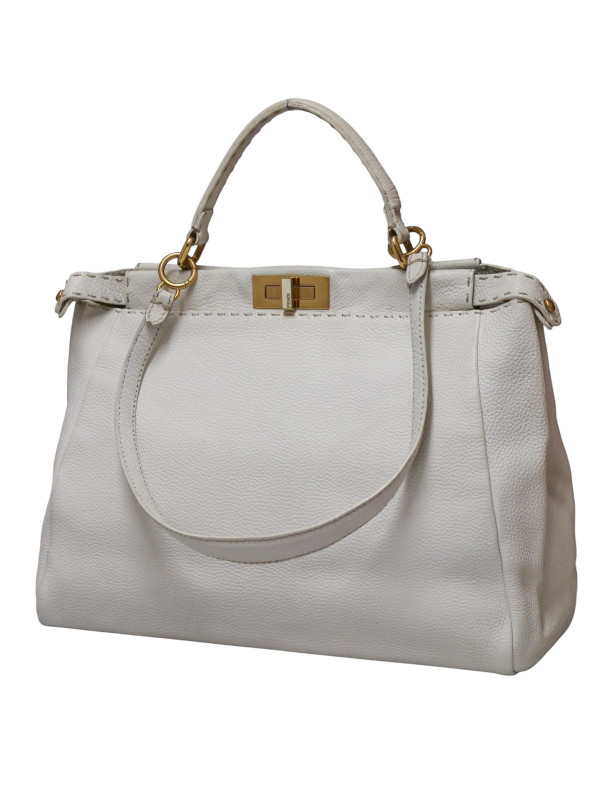 Grand sac Fendi Peekaboo blanc