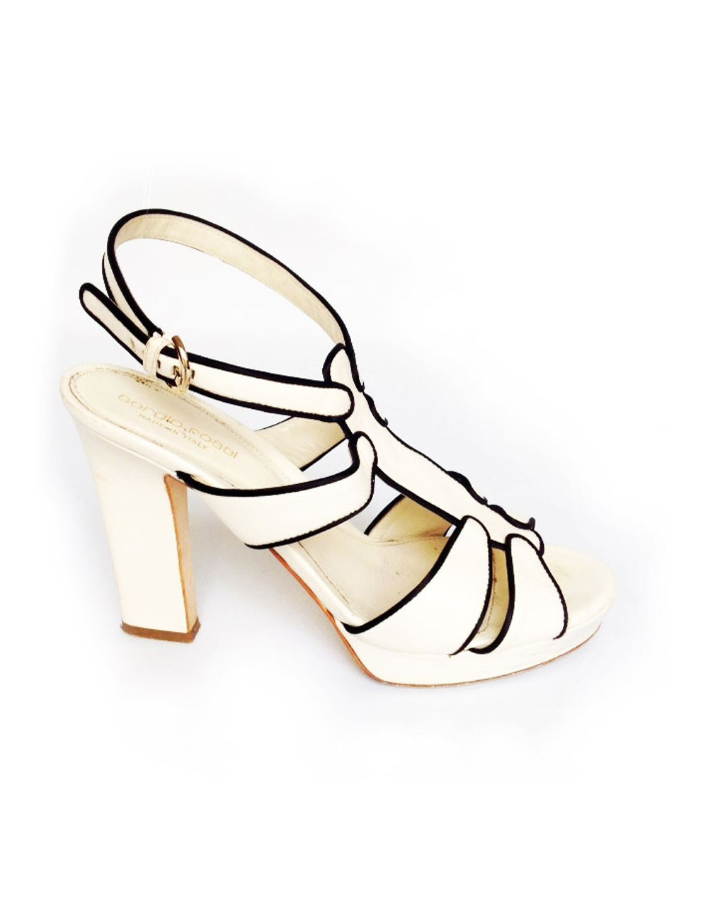 Sandales hautes SERGIO ROSSI blanche et noir