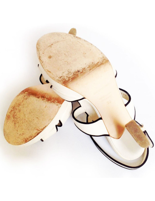 Sandales hautes SERGIO ROSSI blanche et noir