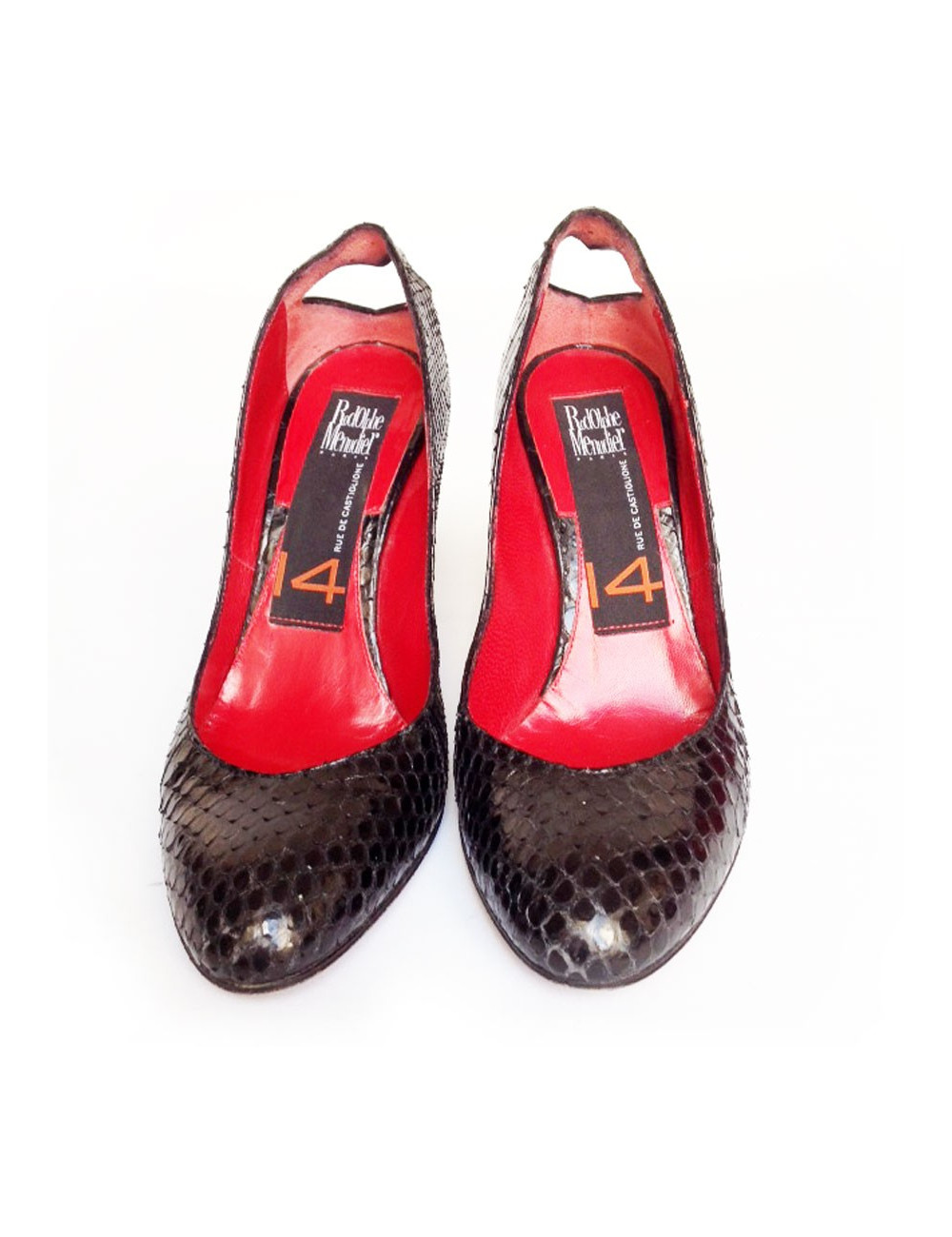 Escarpins en python noir RODOLPHE MENUDIER T38