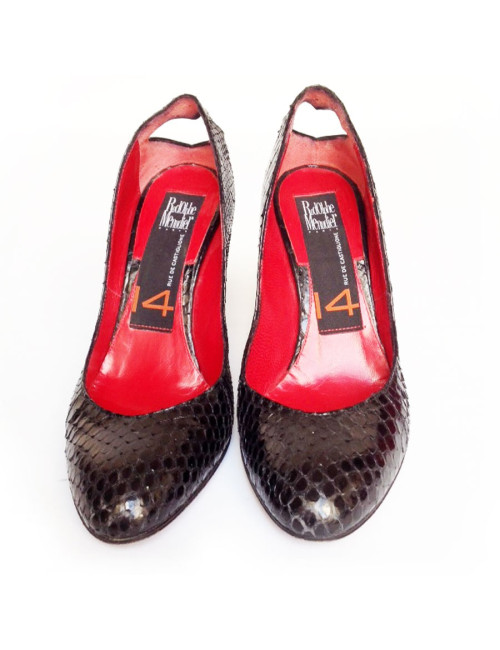 Escarpins en python noir RODOLPHE MENUDIER T38