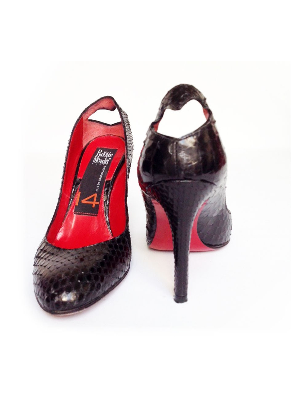 Escarpins en python noir RODOLPHE MENUDIER T38