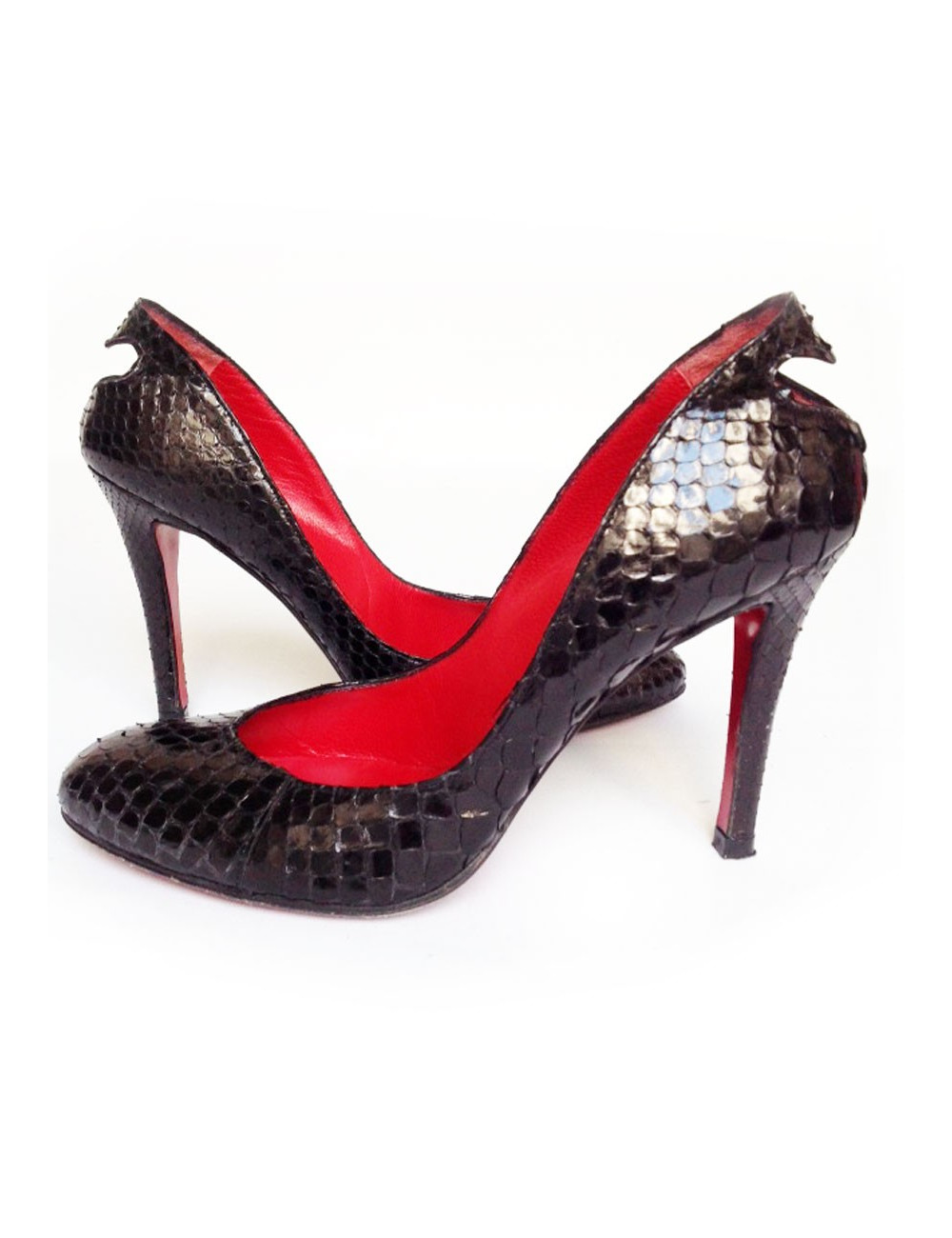 Escarpins en python noir RODOLPHE MENUDIER T38