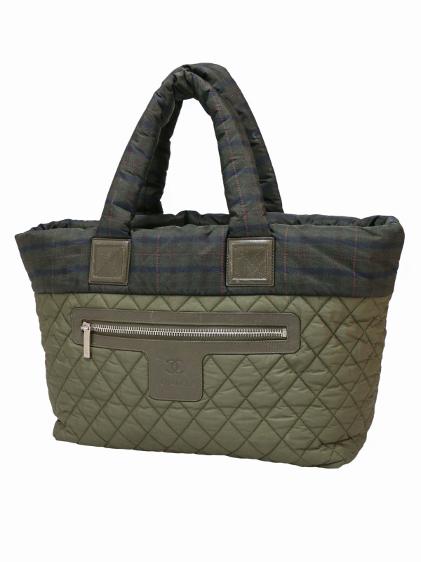 sac Tote Coco Cocoon Chanel Tartan kaki 2