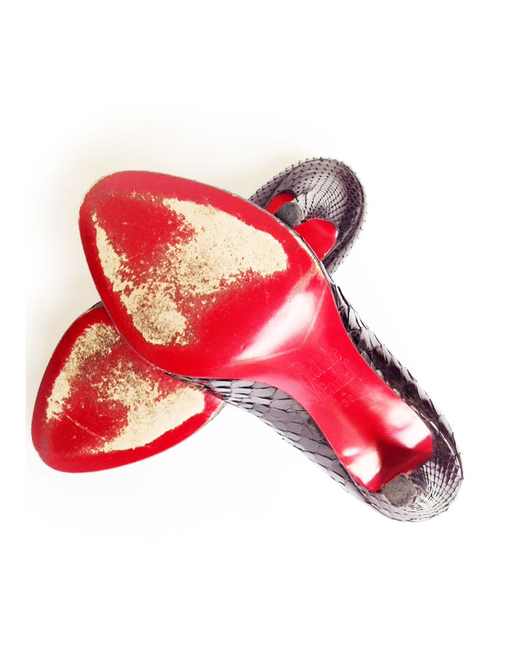 Escarpins en python noir RODOLPHE MENUDIER T38