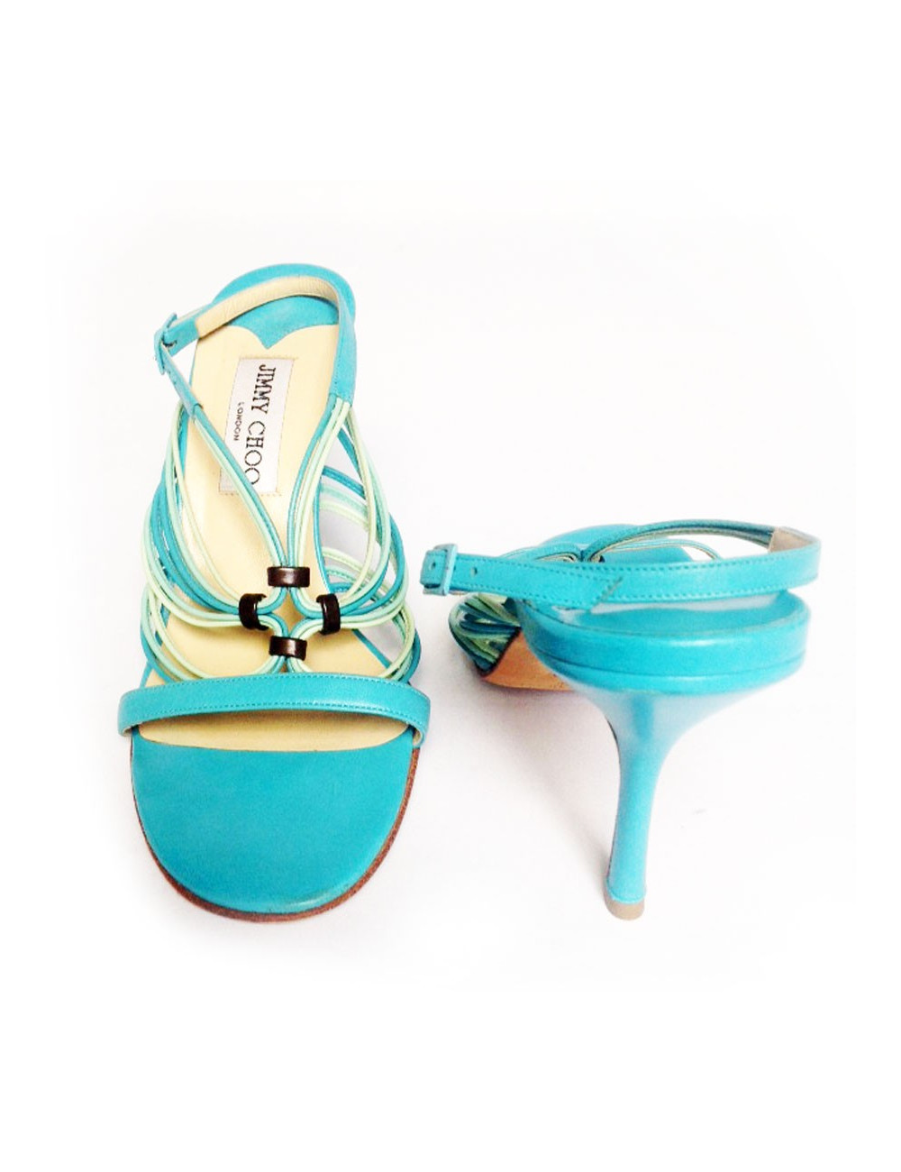 Sandales hautes en cuir tourquoise JIMMY CHOO Taille 38,5