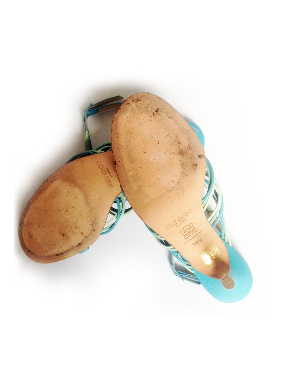 Sandales hautes en cuir tourquoise JIMMY CHOO Taille 38,5