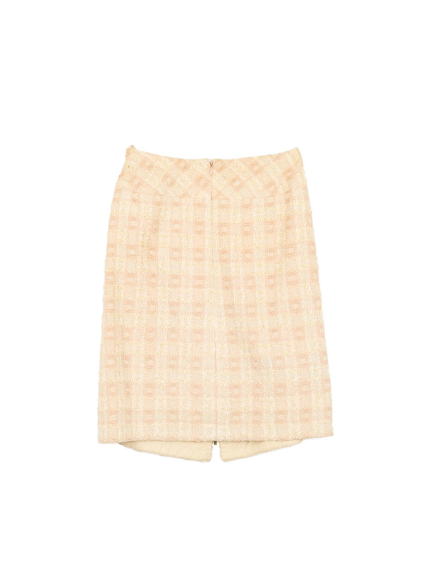 Tailleur CHANEL T 42 tweed écru fils d'or sequins