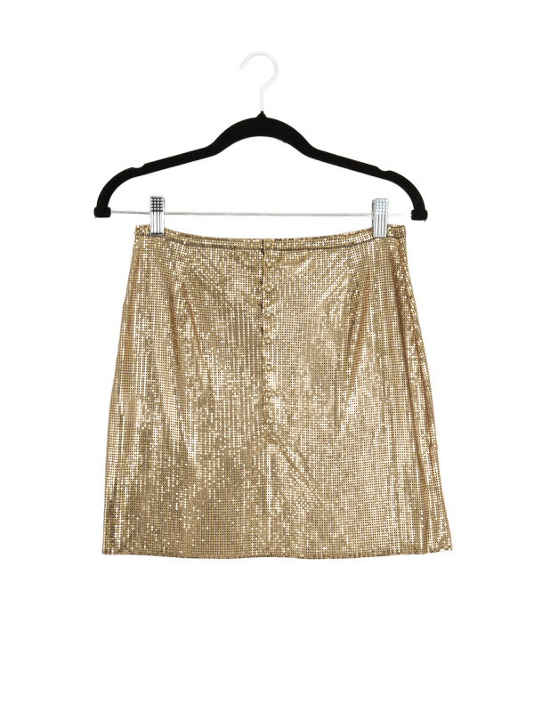 Ensemble Paco Rabanne doré haut et mini jupe T34