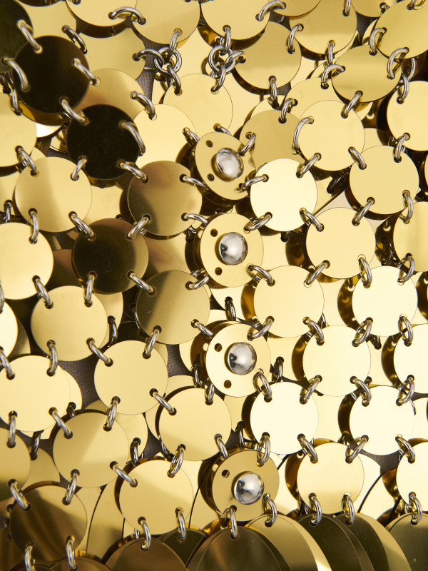 Ensemble Paco Rabanne doré haut et mini jupe T34