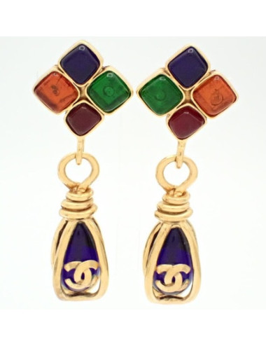Boucles d'oreilles pâte de verre Chanel printemps 1995
