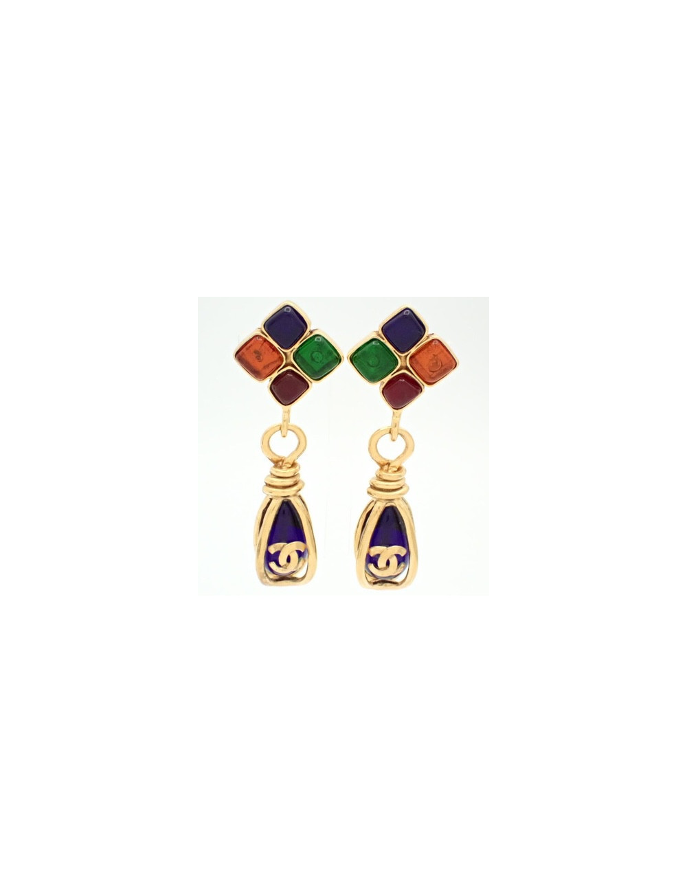 Boucles d'oreilles pâte de verre Chanel printemps 1995