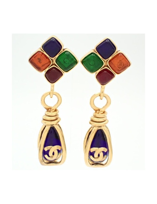 Boucles d'oreilles pâte de verre Chanel printemps 1995