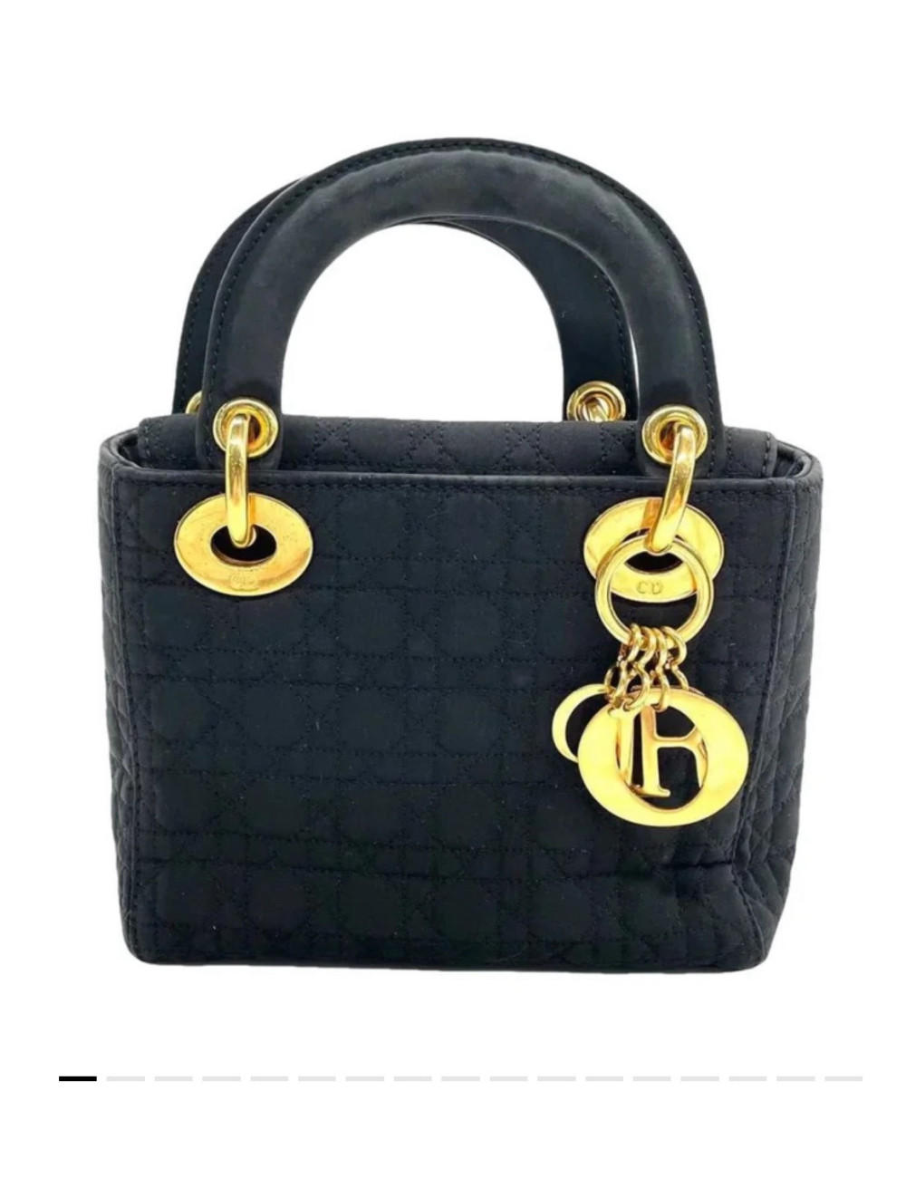 Sac Lady Dior Noir Tissu Cannage, occasion certifiée