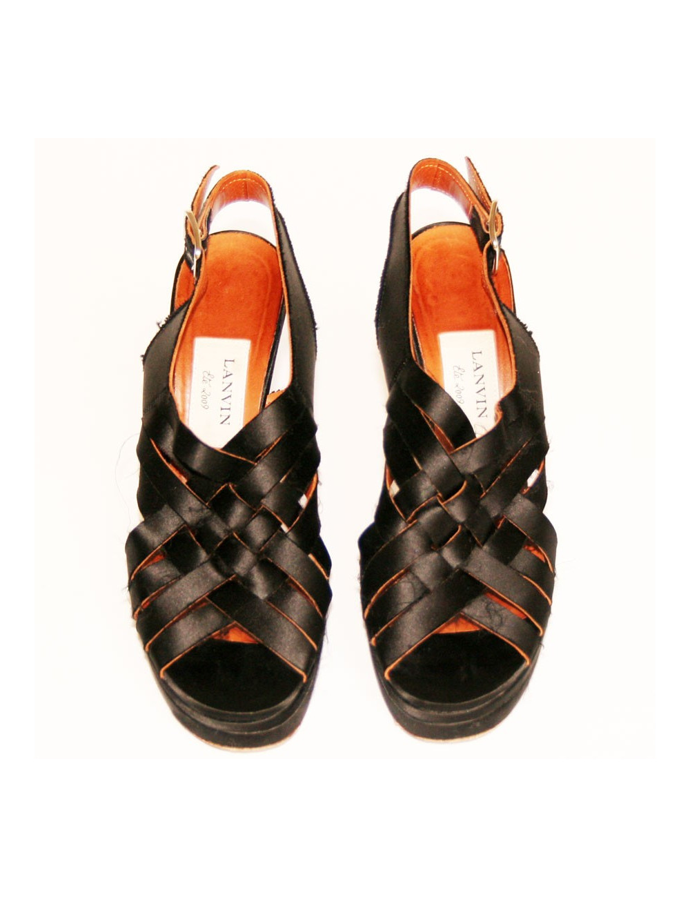 Sandales hautes en satin noir LANVIN Taille 38,5