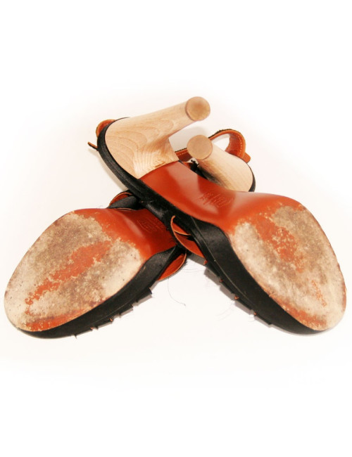 Sandales hautes en satin noir LANVIN Taille 38,5