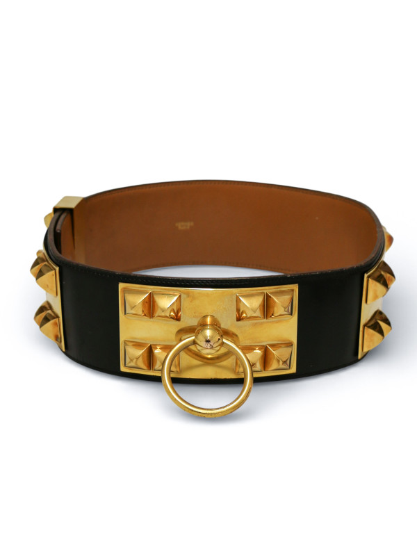 Grosse ceinture CDC vintage Hermès cuir box noir