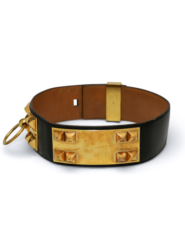 Grosse ceinture CDC vintage Hermès cuir box noir
