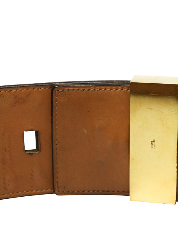 Grosse ceinture CDC vintage Hermès cuir box noir