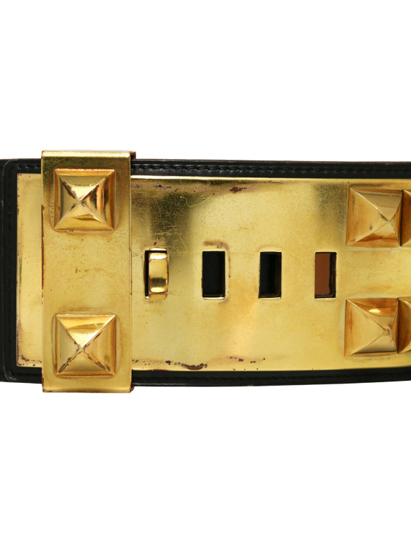 Grosse ceinture CDC vintage Hermès cuir box noir