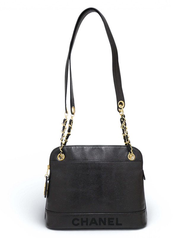 Sac porté épaule en caviar Chanel noir