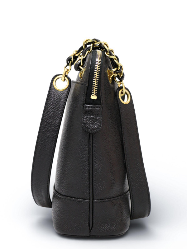 Sac porté épaule en caviar Chanel noir