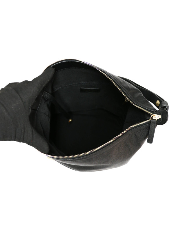 Sac Hobo Chanel cuir grainé noir
