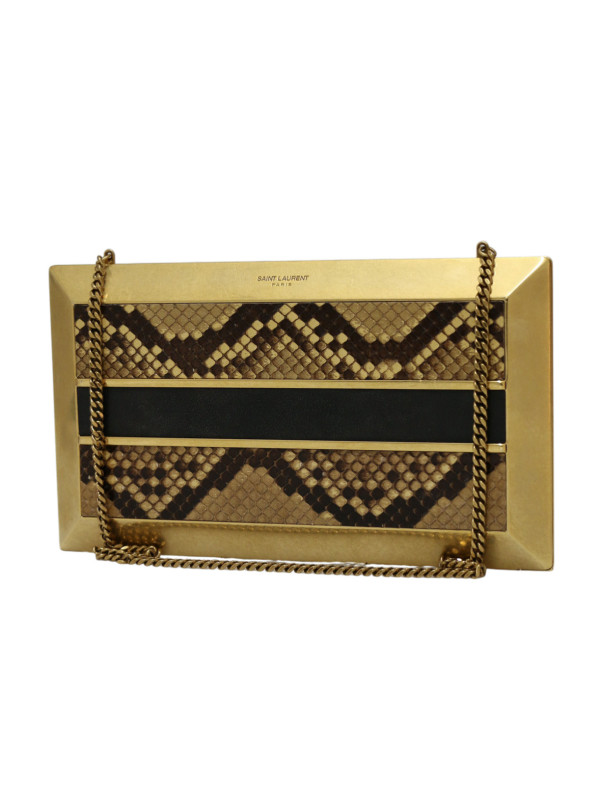 Minaudière Saint Laurent python et laiton