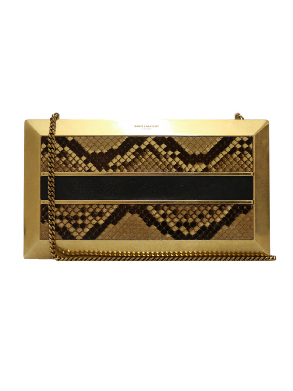 Minaudière Saint Laurent python et laiton