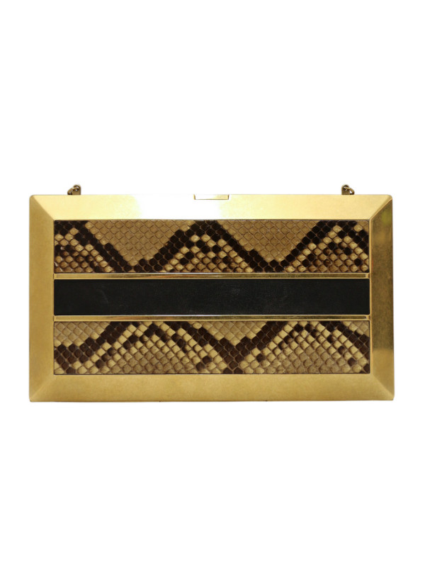 Minaudière Saint Laurent python et laiton