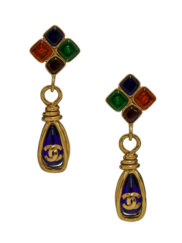 Boucles d'oreilles pâte de verre Chanel printemps 1995