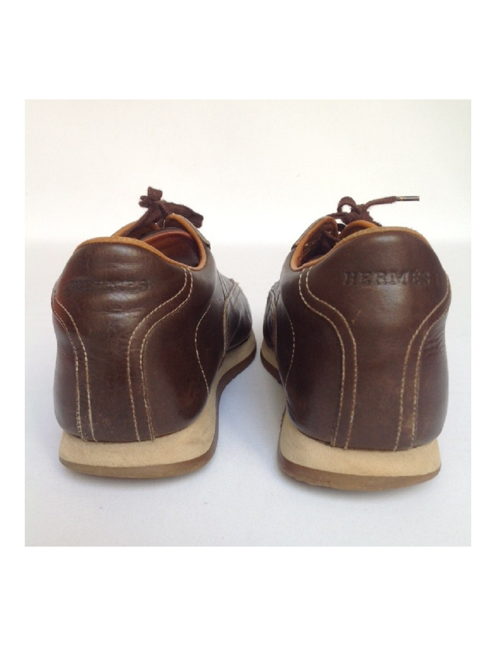 Basket en cuir marron HERMES T43,5