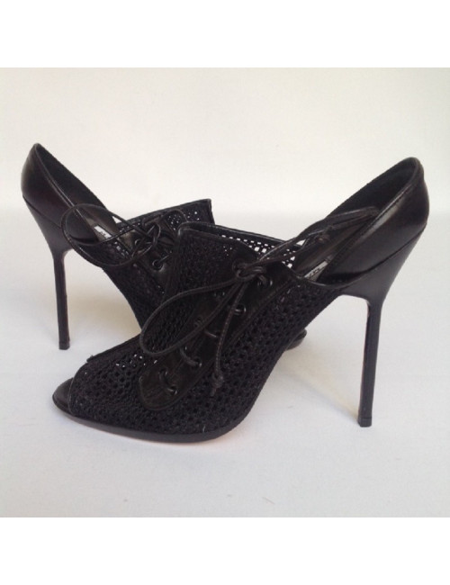 Sandales hautes noires MANOLO BLAHNIK T37,5