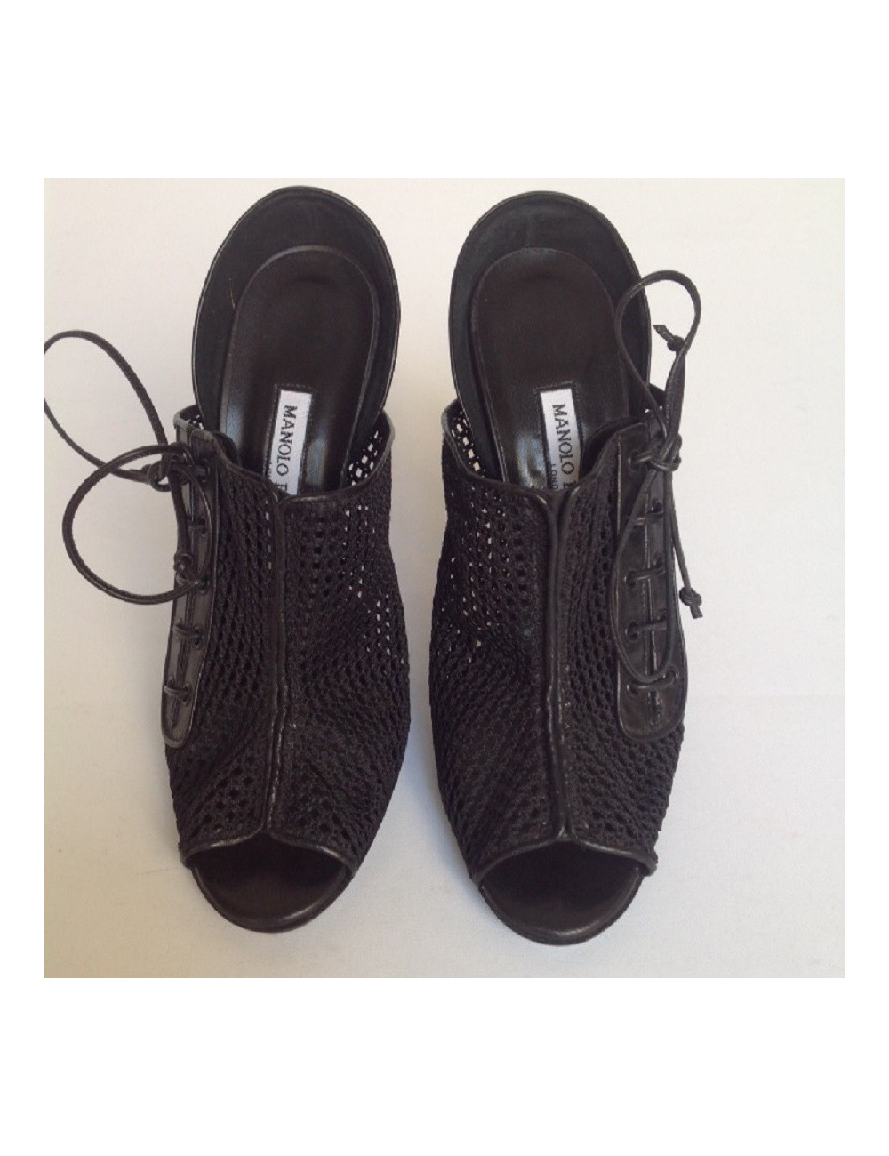 Sandales hautes noires MANOLO BLAHNIK T37,5