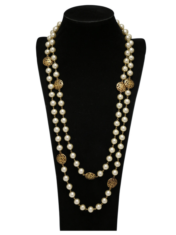 Sautoir Chanel couture perles pâte de verre 2