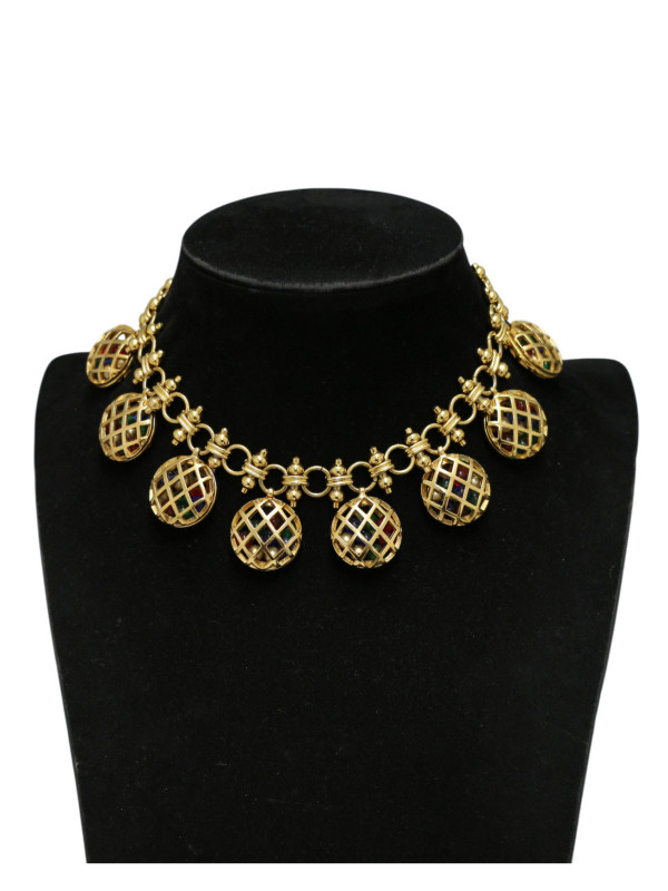 Collier à 8 pendentifs boules colorées Chanel