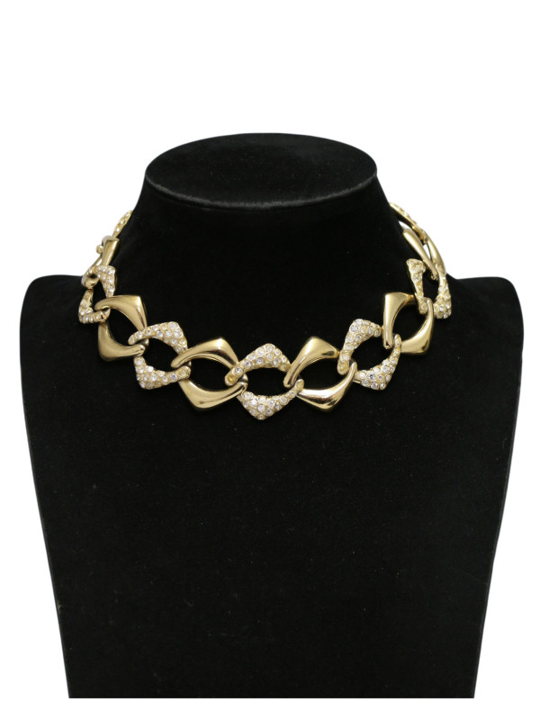 Ras de cou doré à strass Yves Saint Laurent