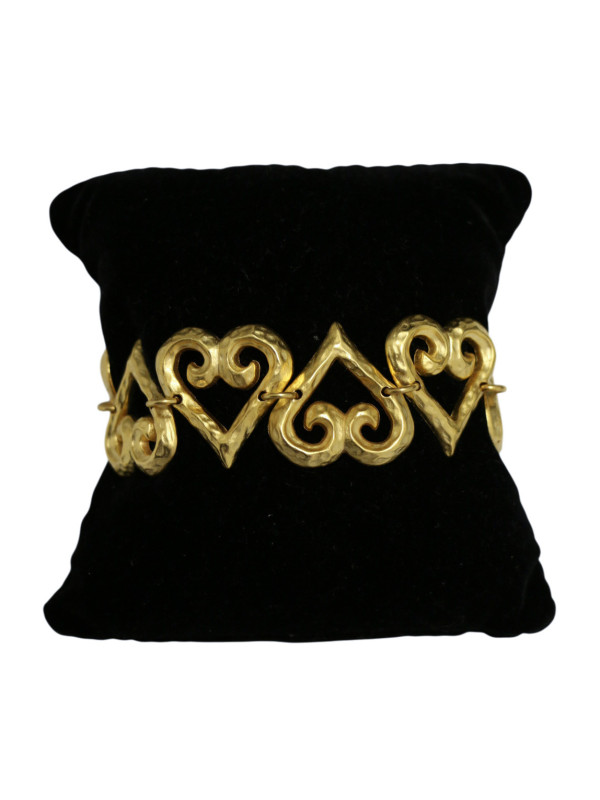 Bracelet YSL série de coeur dorés martelés
