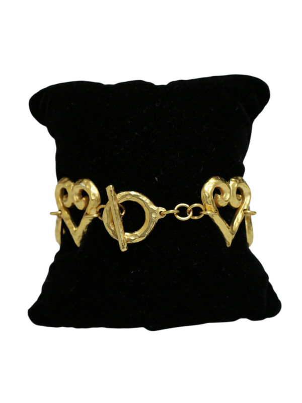 Bracelet YSL série de coeur dorés martelés