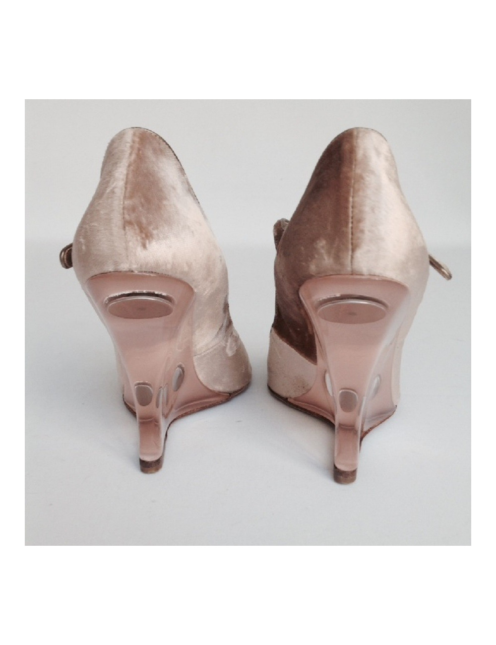 Sandales hautes en velours couleur vieux rose VALENTINO T38