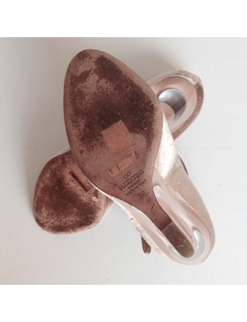 Sandales hautes en velours couleur vieux rose VALENTINO T38