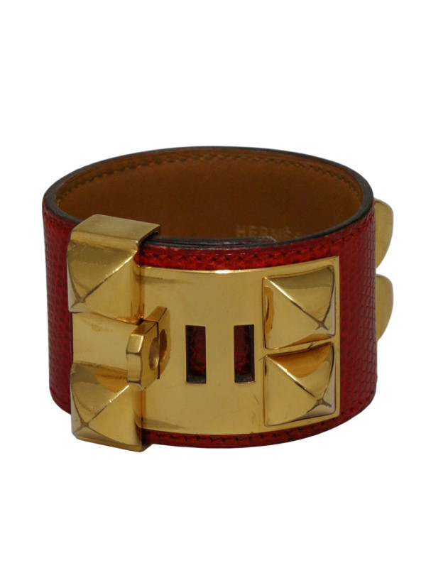 Manchette Hermès Collier de Chien lézard rouge