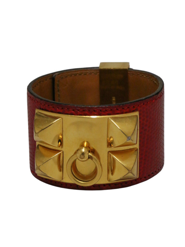 Manchette Hermès Collier de Chien lézard rouge