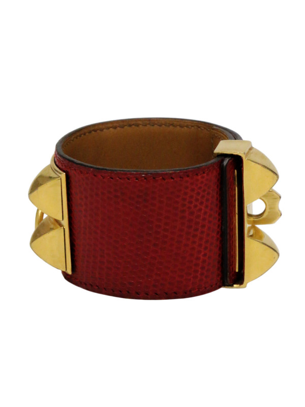 Manchette Hermès Collier de Chien lézard rouge