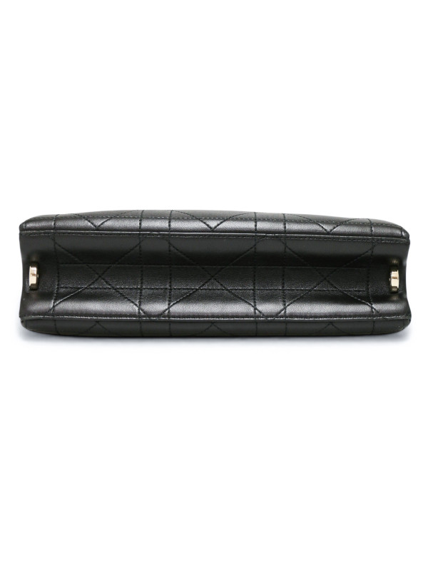 Sac Trianon Dior cuir d'agneau flat macrocannage noir