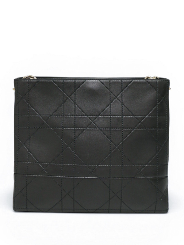 Sac Trianon Dior cuir d'agneau flat macrocannage noir